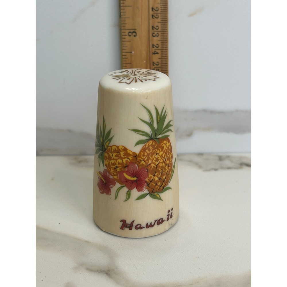 Vintage Hawaii Souvenir Salt Pepper Shaker Pineapple Hibiscus Tropical Decor